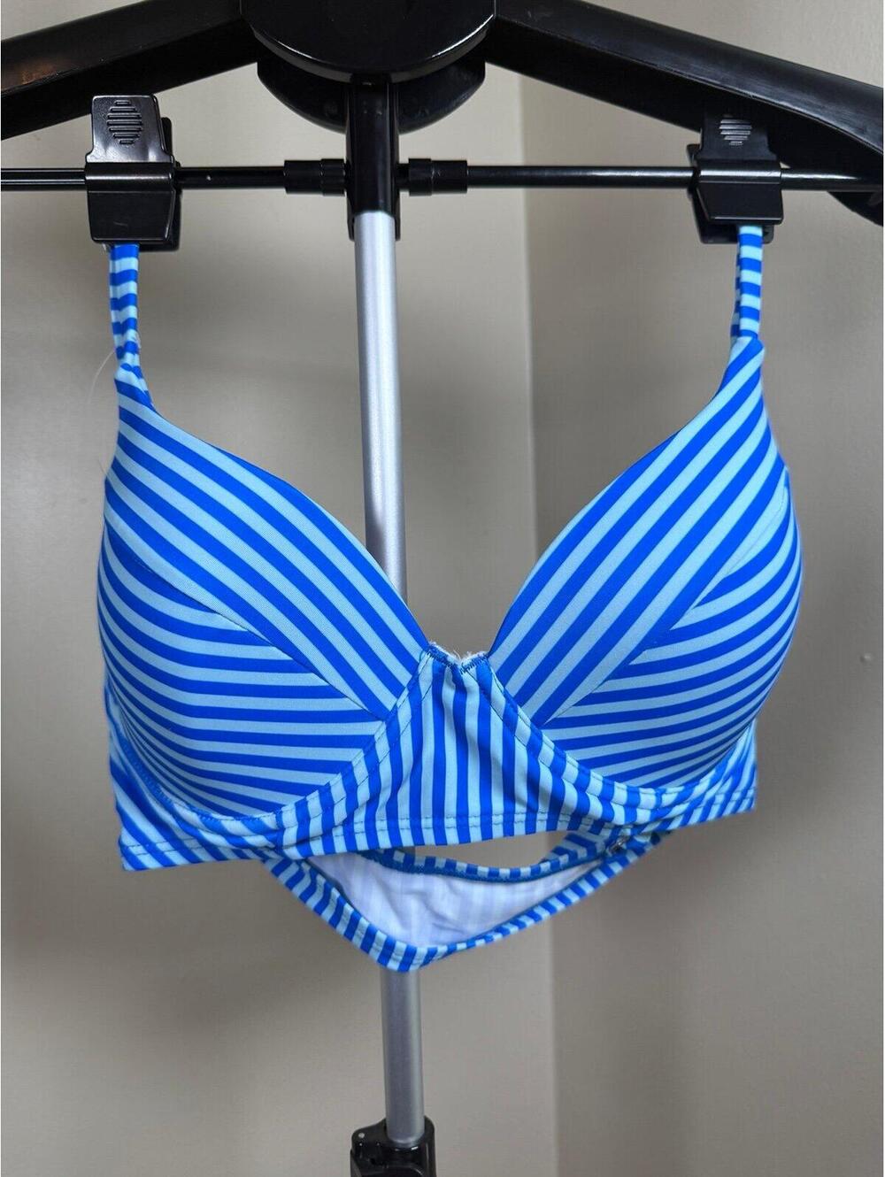 Cupshe Blue White‎ Striped Bikini Set Women’s Small NWT High Waisted - Picture 6 of 8